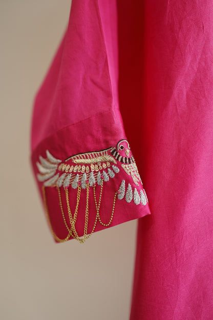 Tinka Silk Chanderi Co-ord Set - Pink