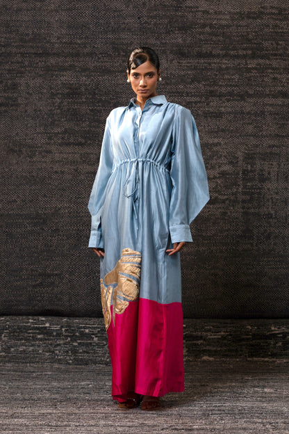 Gulnaar Shirt Dress - Blue Pink
