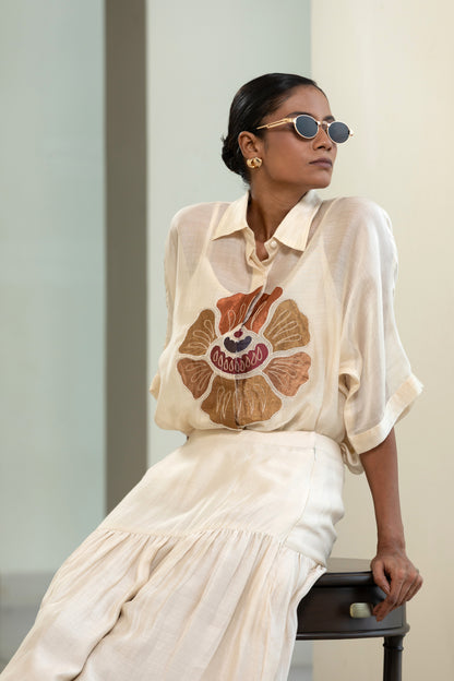 Eeda Round Patch Shirt - Off-White