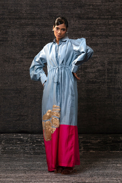 Gulnaar Shirt Dress - Blue Pink