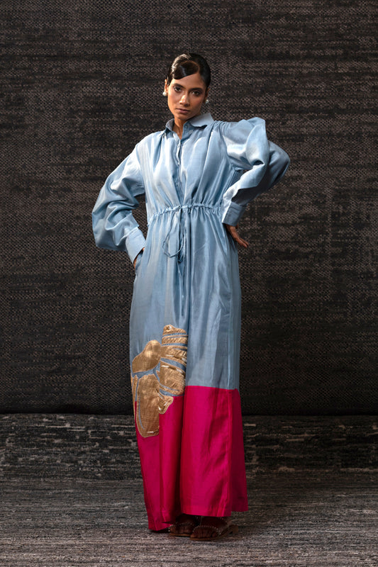 Gulnaar Shirt Dress - Blue Pink