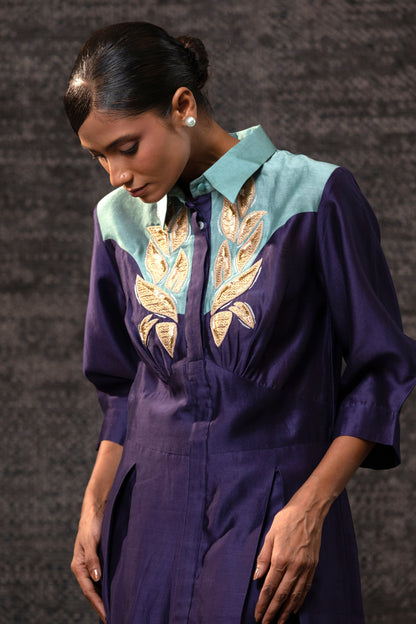 Gulnaar Yolk Dress - Purple Aqua