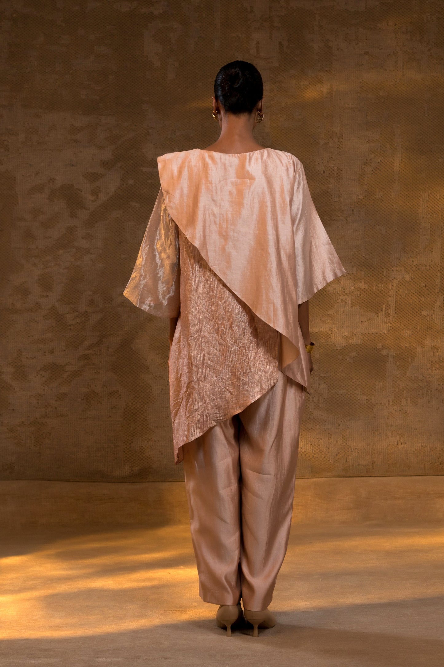 Agneya Tissue & Silk Layered Co-ord Set - Blush