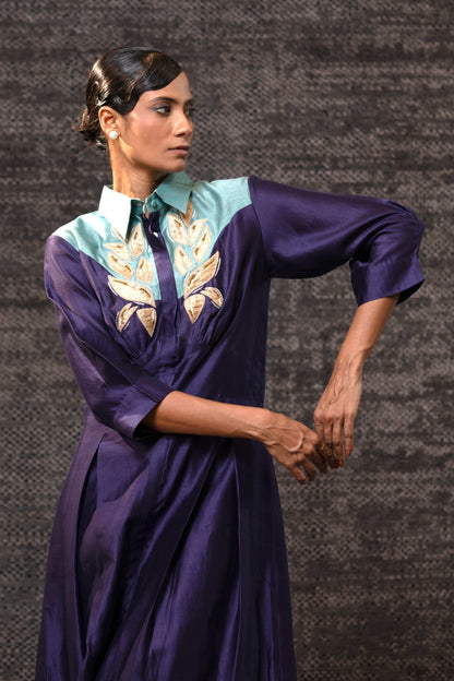 Gulnaar Yolk Dress - Purple Aqua