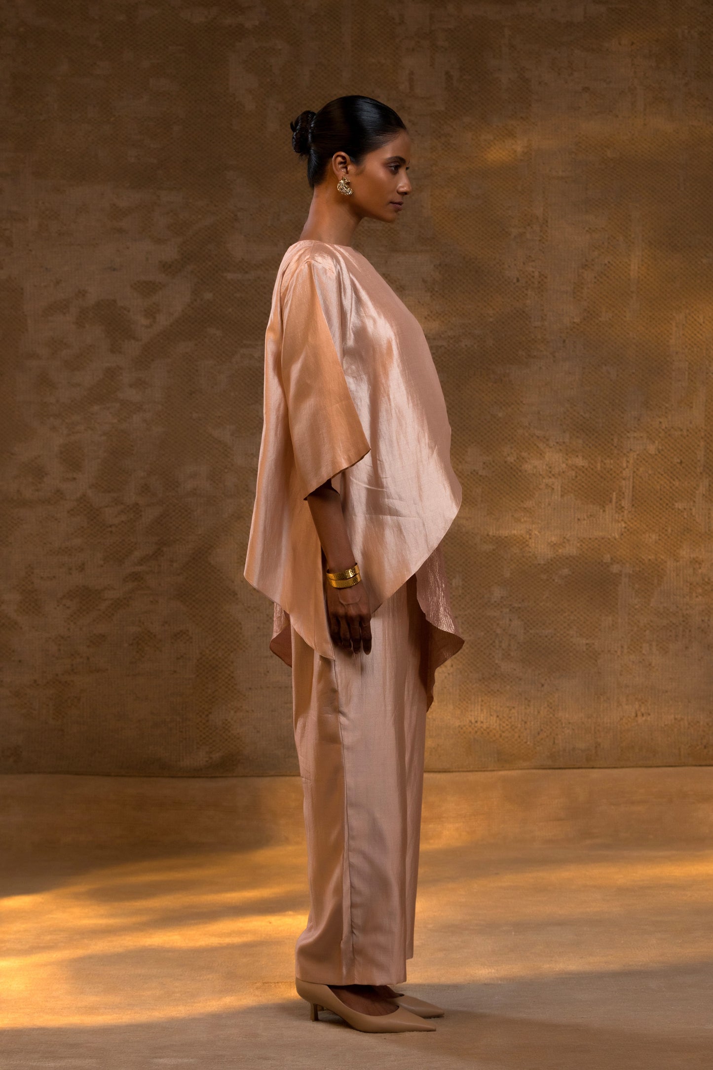 Agneya Tissue & Silk Layered Co-ord Set - Blush