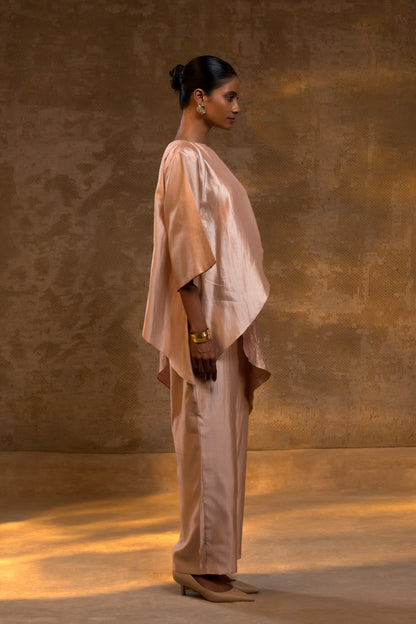 Agneya Tissue & Silk Layered Co-ord Set - Blush