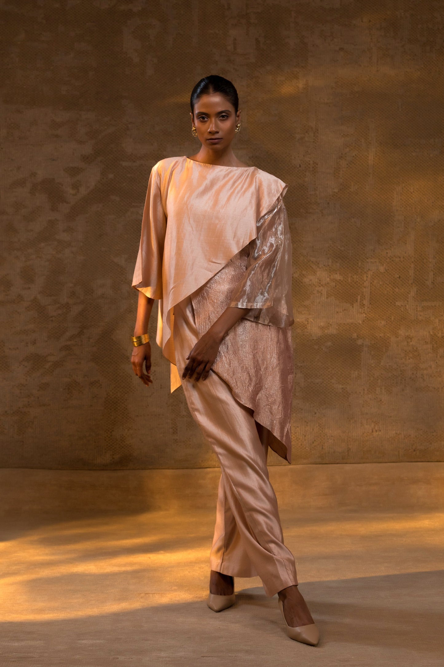 Agneya Tissue & Silk Layered Co-ord Set - Blush