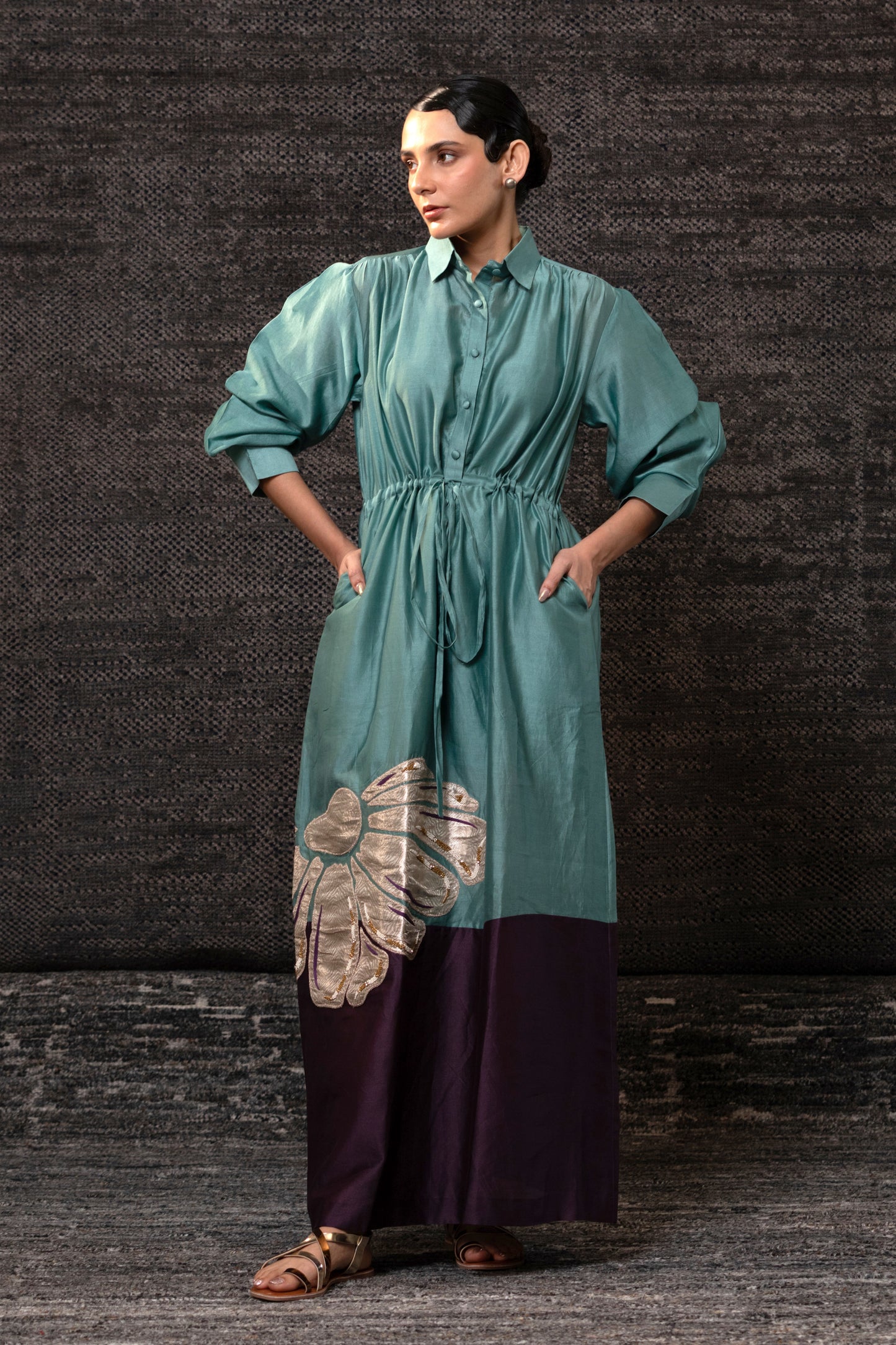 Gulnaar Shirt Dress - Aqua Purple