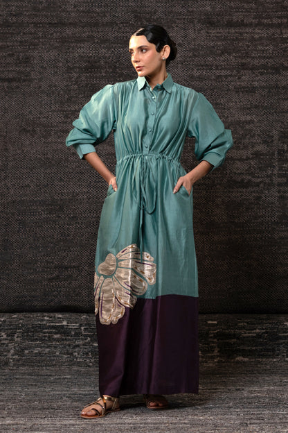 Gulnaar Shirt Dress - Aqua Purple