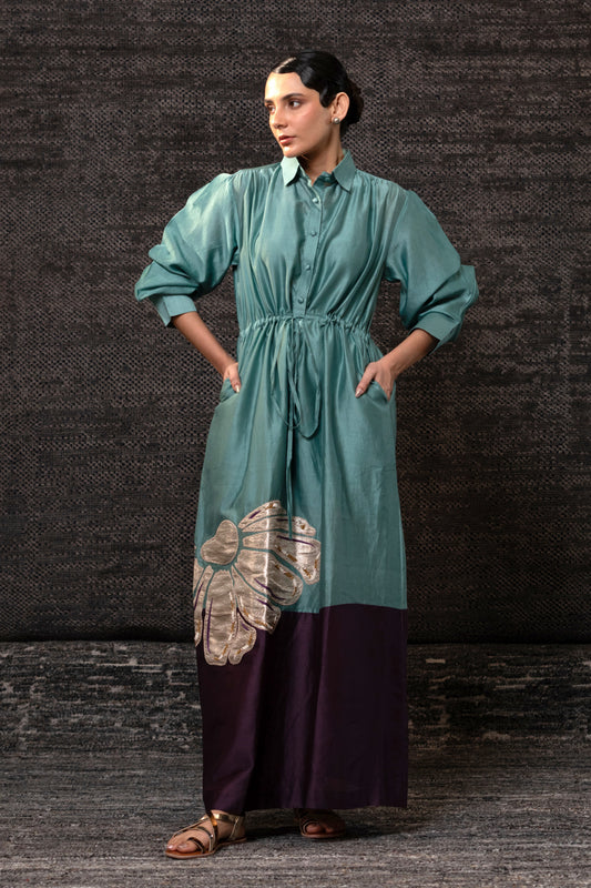 Gulnaar Shirt Dress - Aqua Purple