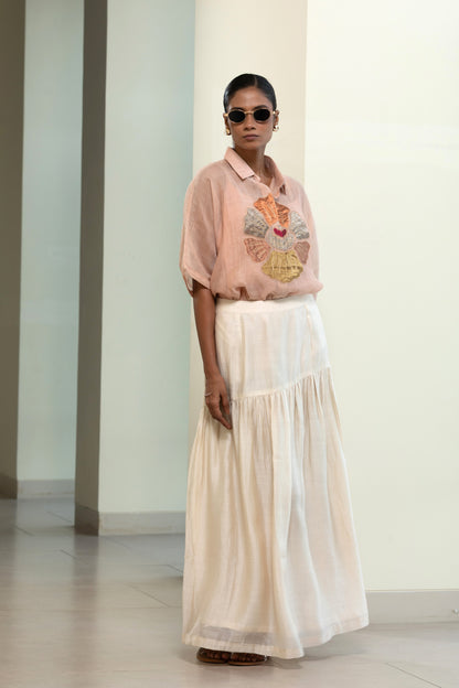 Eeda Round Patch Shirt - Peach