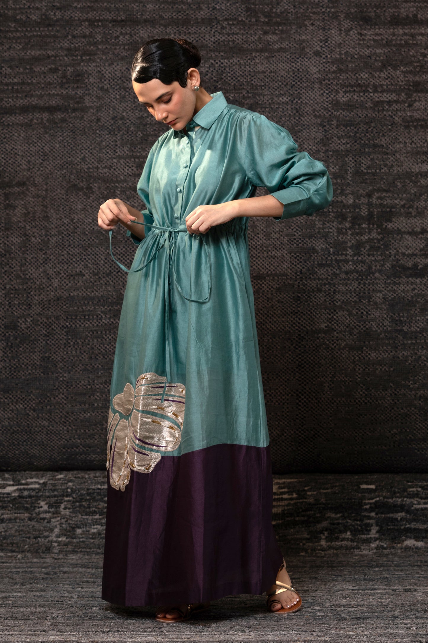 Gulnaar Shirt Dress - Aqua Purple