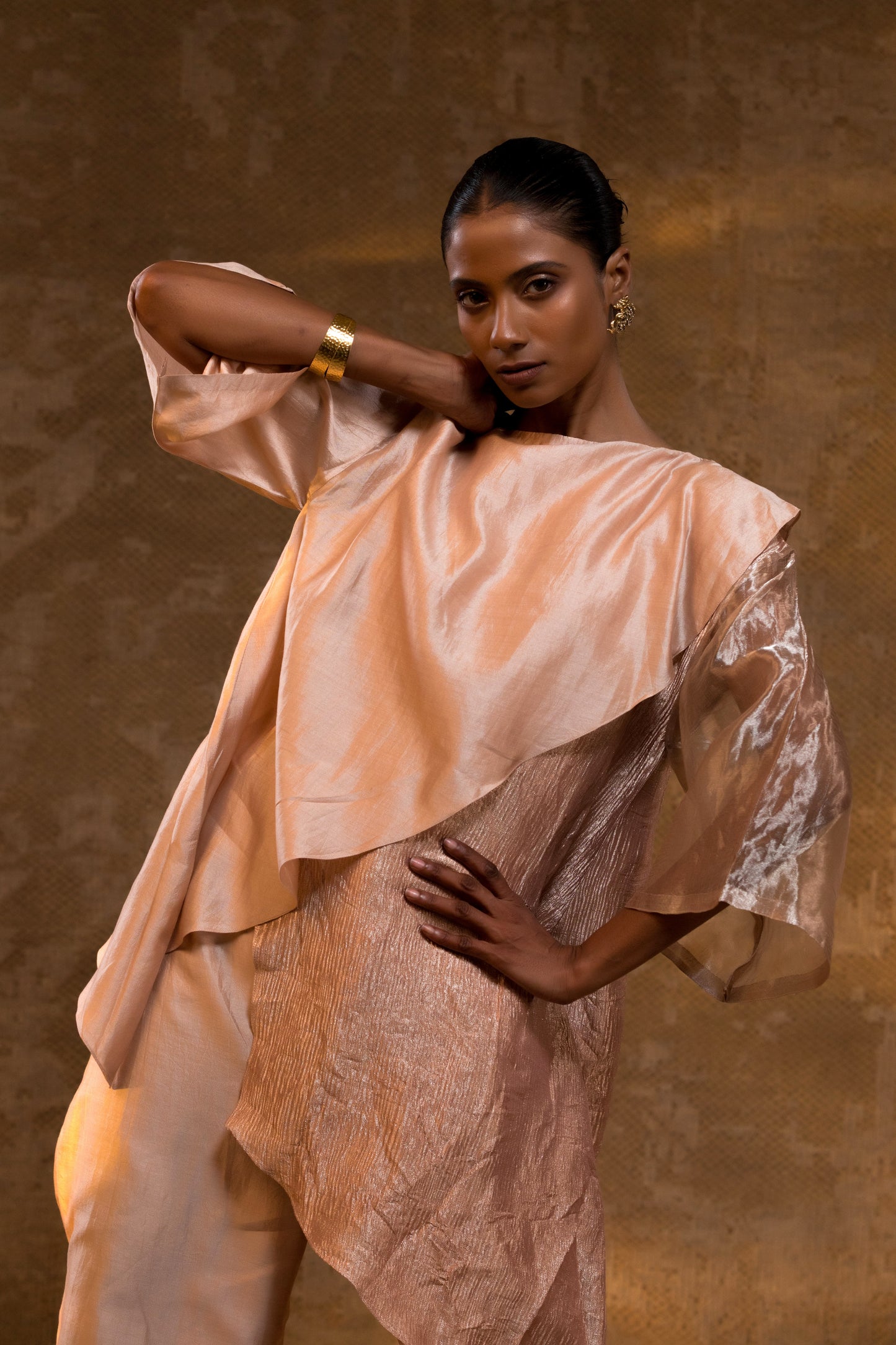 Agneya Tissue & Silk Layered Co-ord Set - Blush