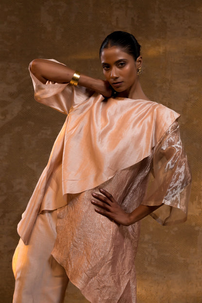 Agneya Tissue & Silk Layered Co-ord Set - Blush