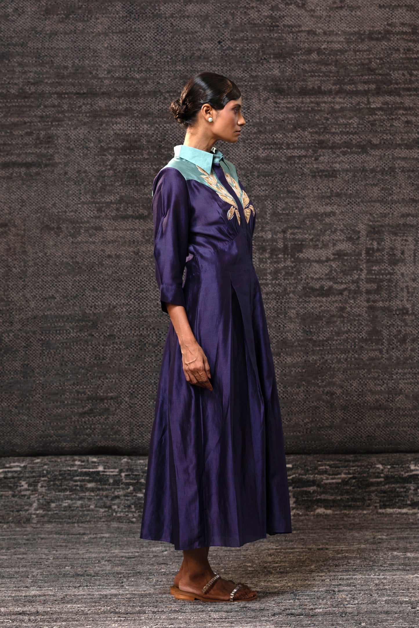 Gulnaar Yolk Dress - Purple Aqua