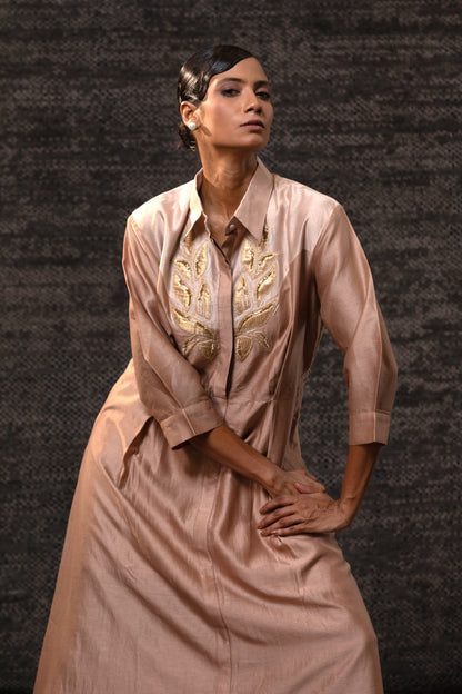 Gulnaar Yolk Dress - Rosewood
