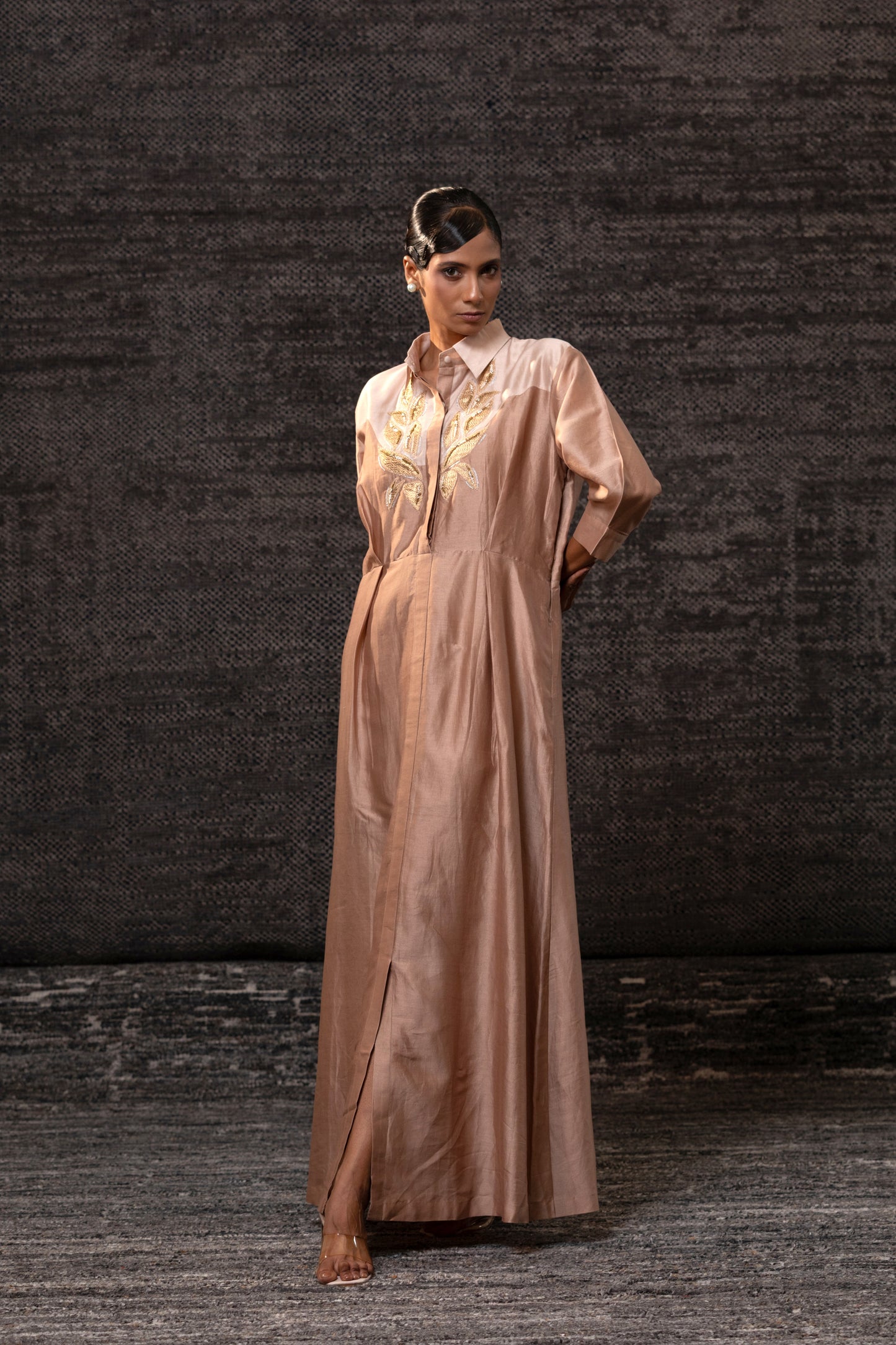 Gulnaar Yolk Dress - Rosewood