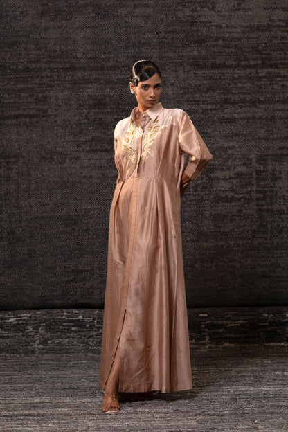 Gulnaar Yolk Dress - Rosewood