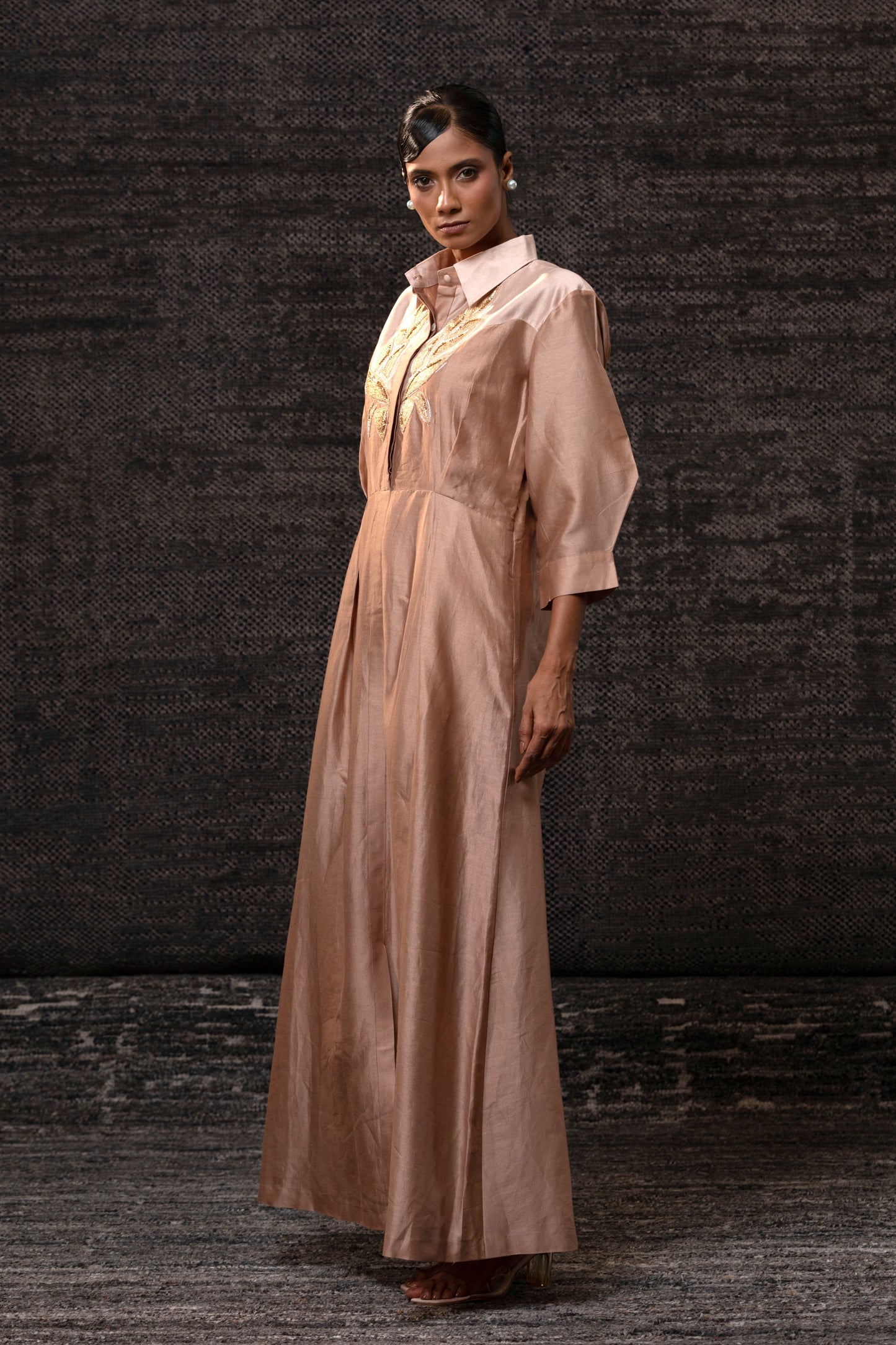 Gulnaar Yolk Dress - Rosewood