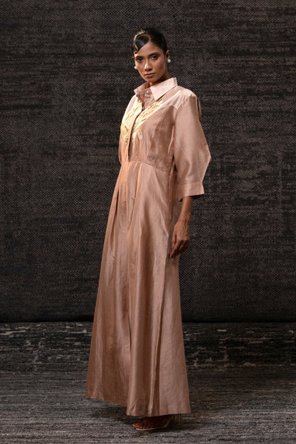 Gulnaar Yolk Dress - Rosewood