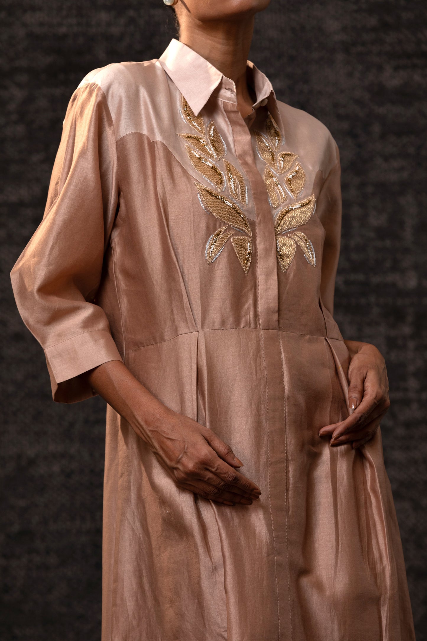 Gulnaar Yolk Dress - Rosewood