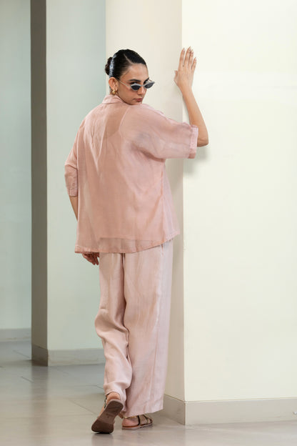 Eeda Round Patch Shirt - Pink
