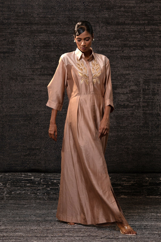 Gulnaar Yolk Dress - Rosewood