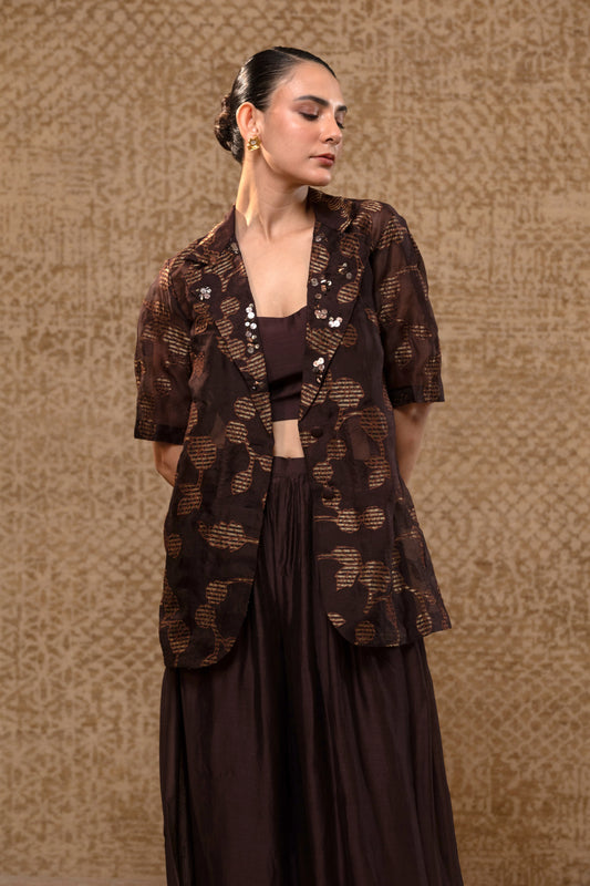 Taral Jacket Set - Brown