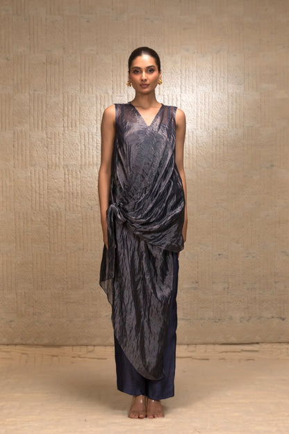 Tissue draped co ord set , modern Indian designer wear for festive and formal occasions