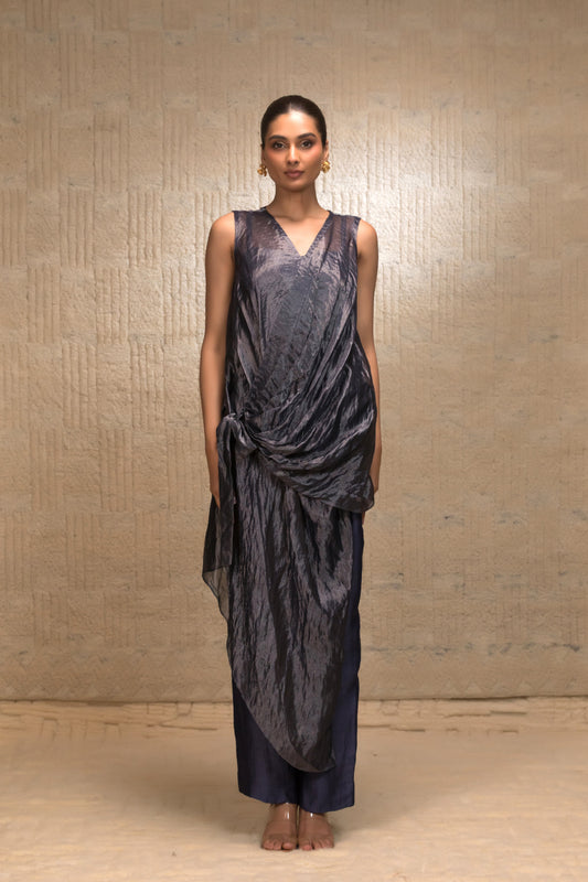 Tissue draped co ord set , modern Indian designer wear for festive and formal occasions