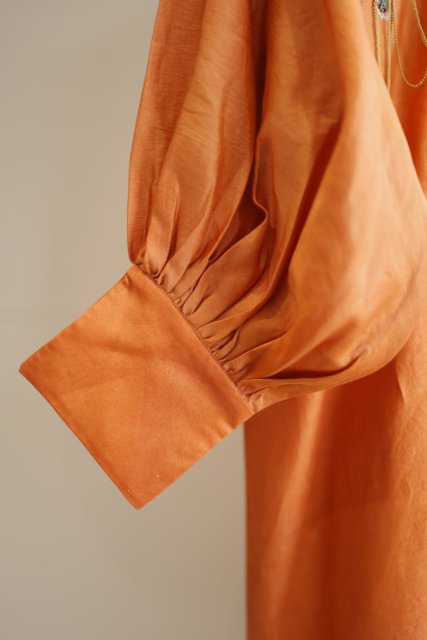 Tinka Silk Chanderi Long Kaftan Kurta Set - Rust