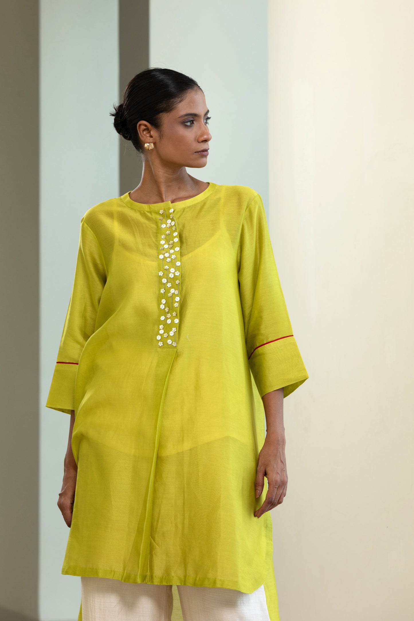 Easy High Low Kurta - Lime Green