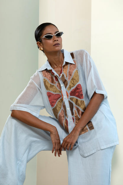 Eeda Full Patch Shirt - Blue