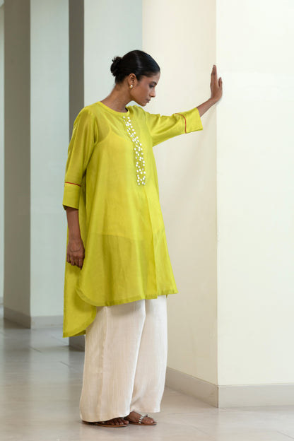 Easy High Low Kurta - Lime Green