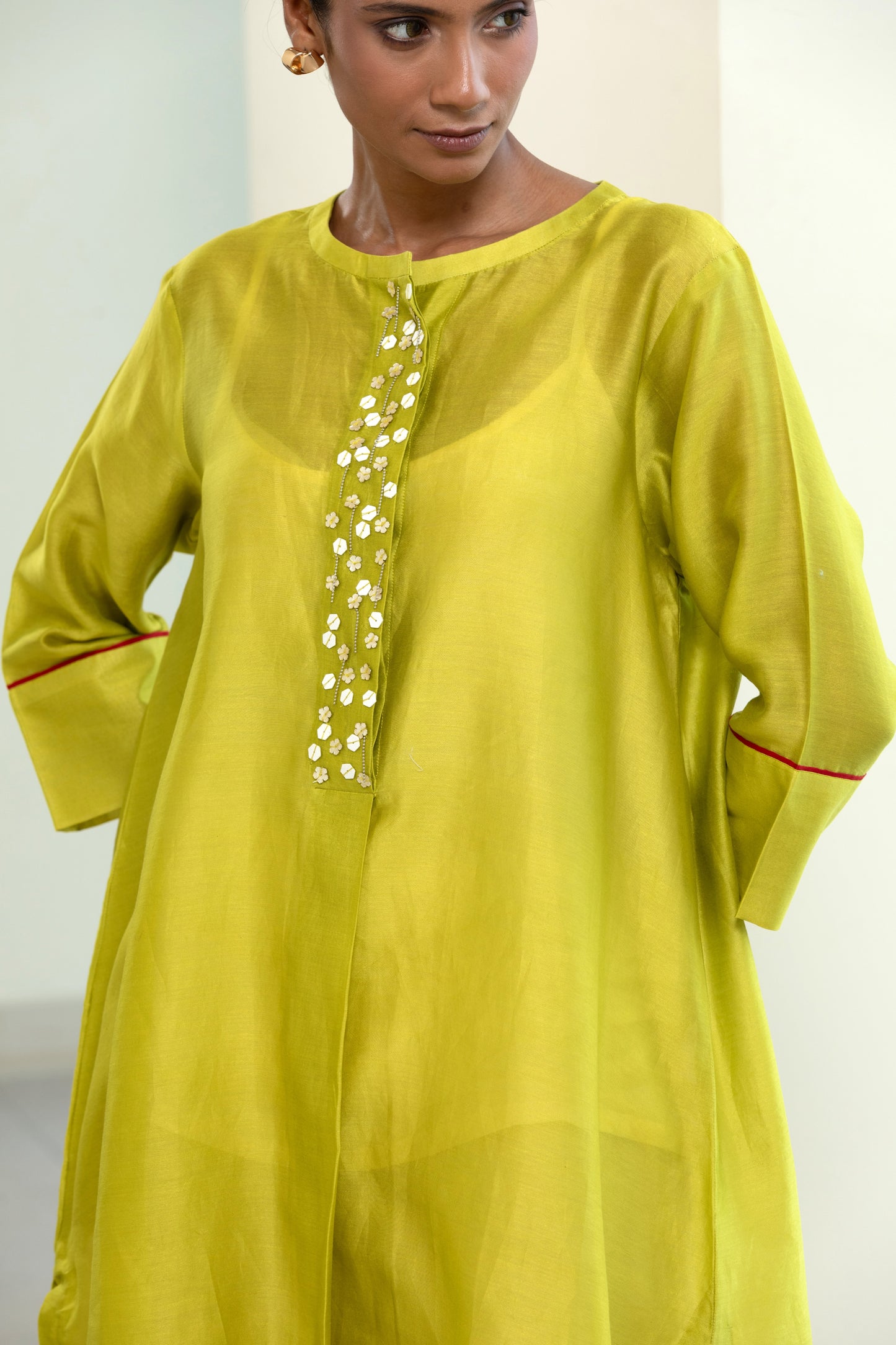 Easy High Low Kurta - Lime Green