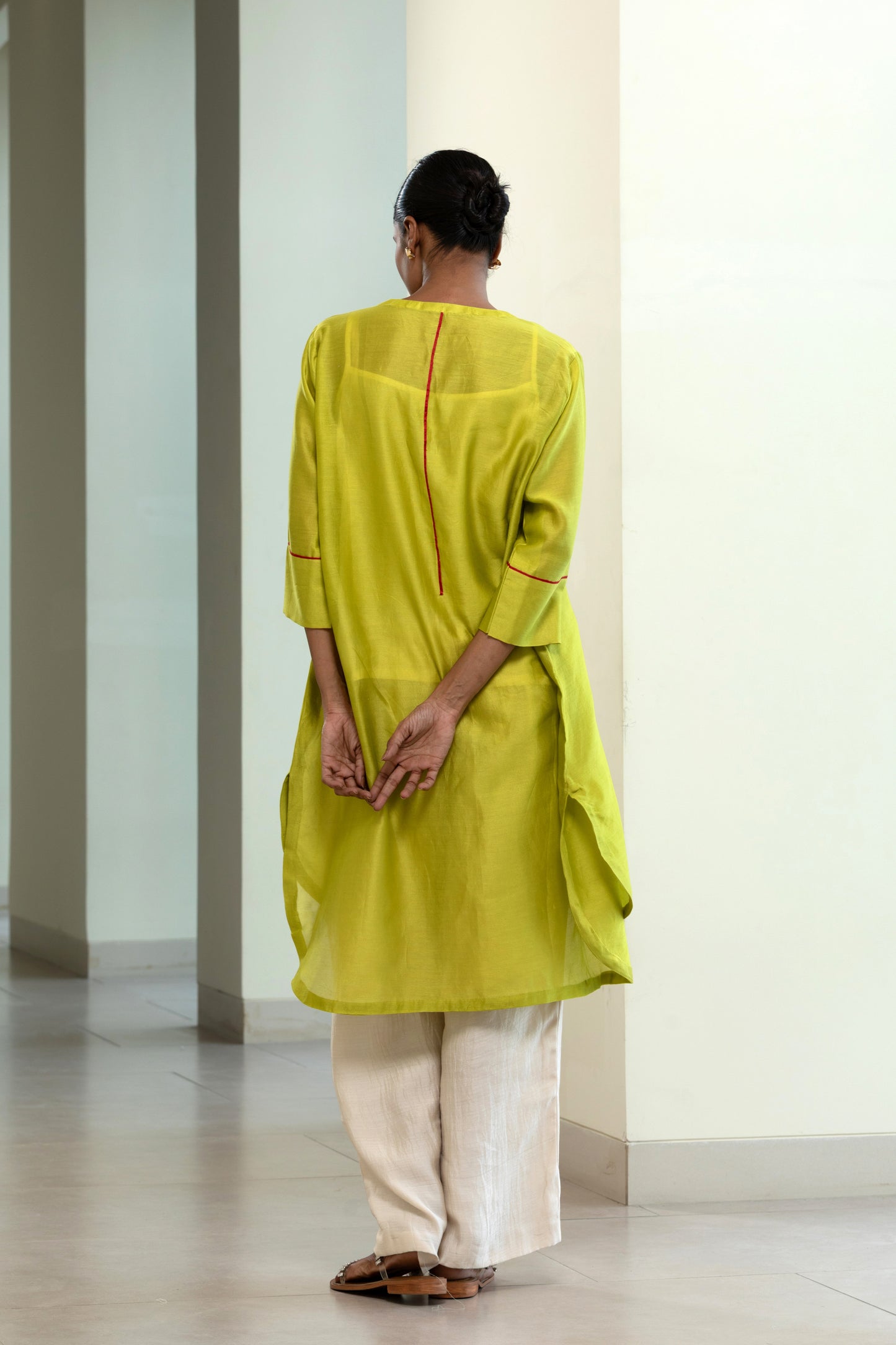 Easy High Low Kurta - Lime Green