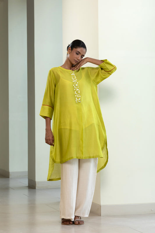 Easy High Low Kurta - Lime Green