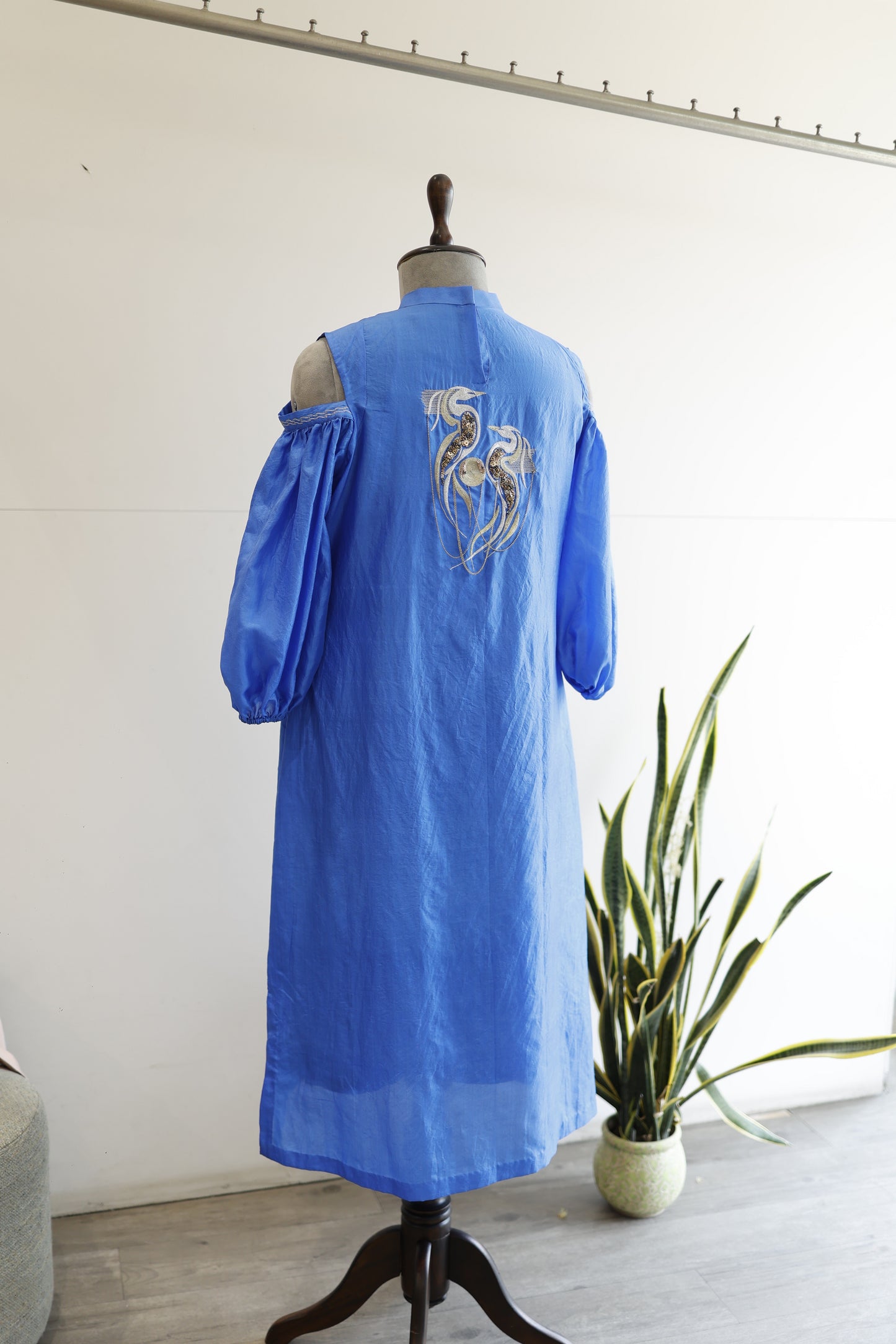 Eeda Tinka Blue Dress with Back Embroidery