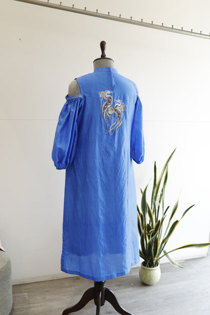 Eeda Tinka Blue Dress with Back Embroidery