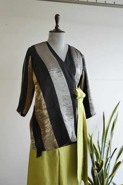 EEDA METALLIC STRIPE COORD SET - BLACK