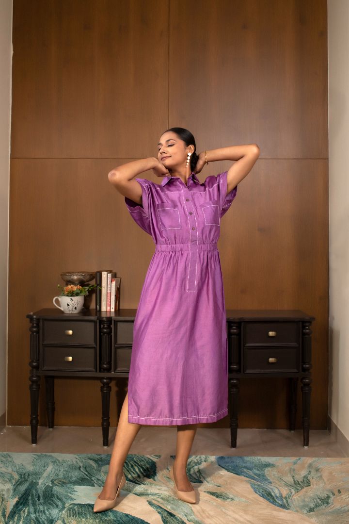 Grace Collared Dress Purple