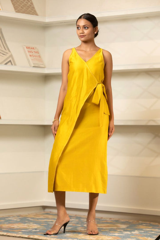 Grace Side Knot Dress Yellow