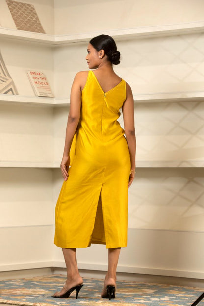 Grace Side Knot Dress Yellow