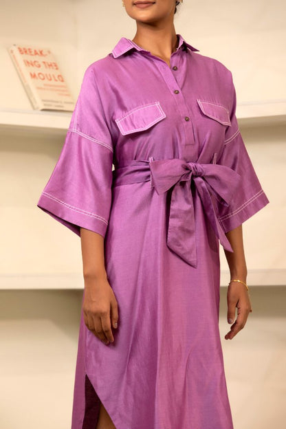 Grace Tie-Kaftan Dress Purple