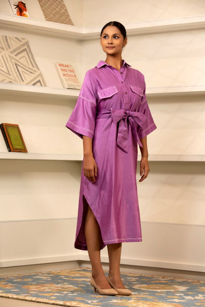 Grace Tie-Kaftan Dress Purple