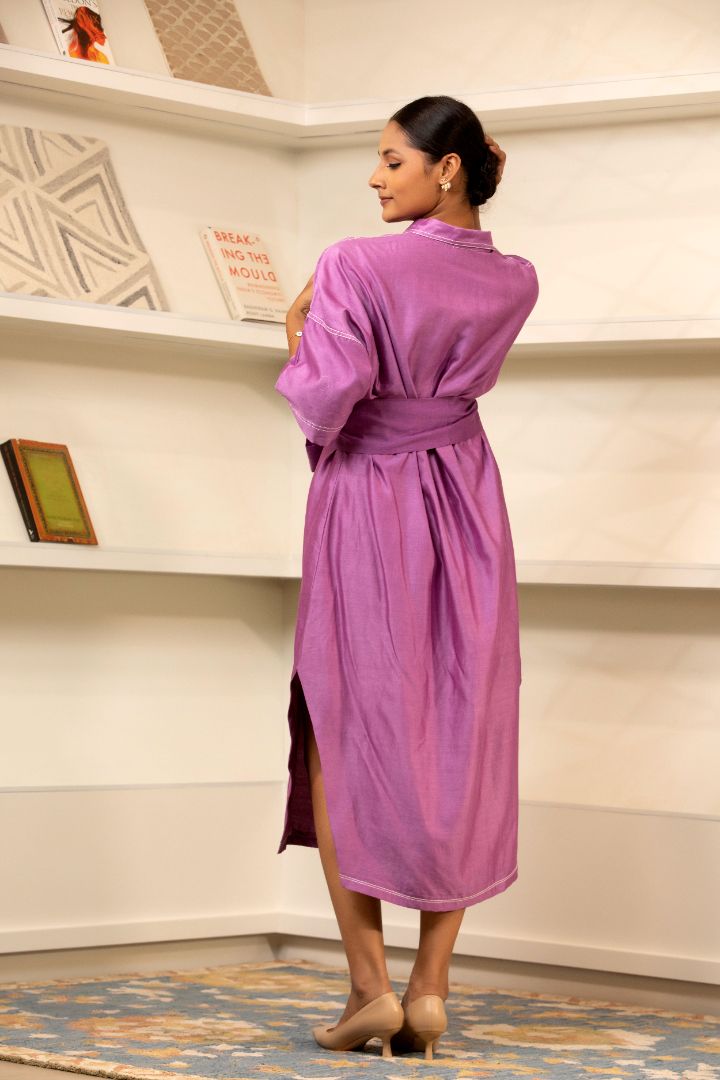 Grace Tie-Kaftan Dress Purple