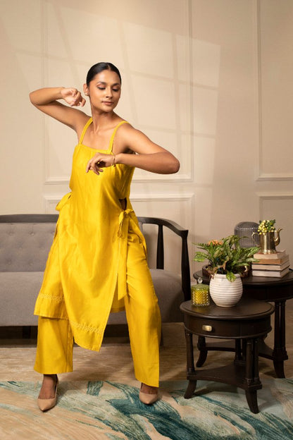 Grace Strappy Kurta Set Yellow