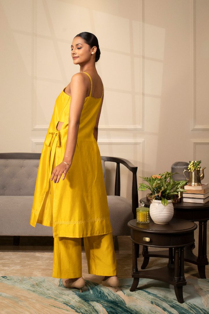 Grace Strappy Kurta Set Yellow