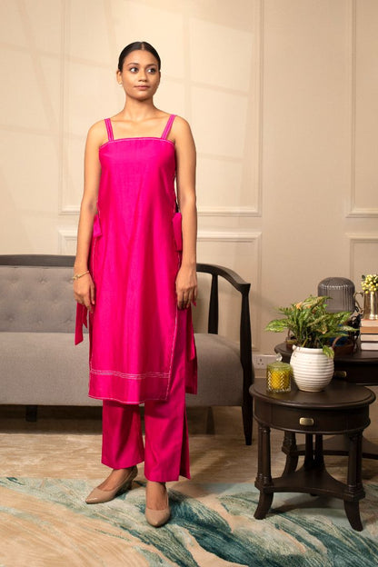 Grace Strappy Kurta Set Pink