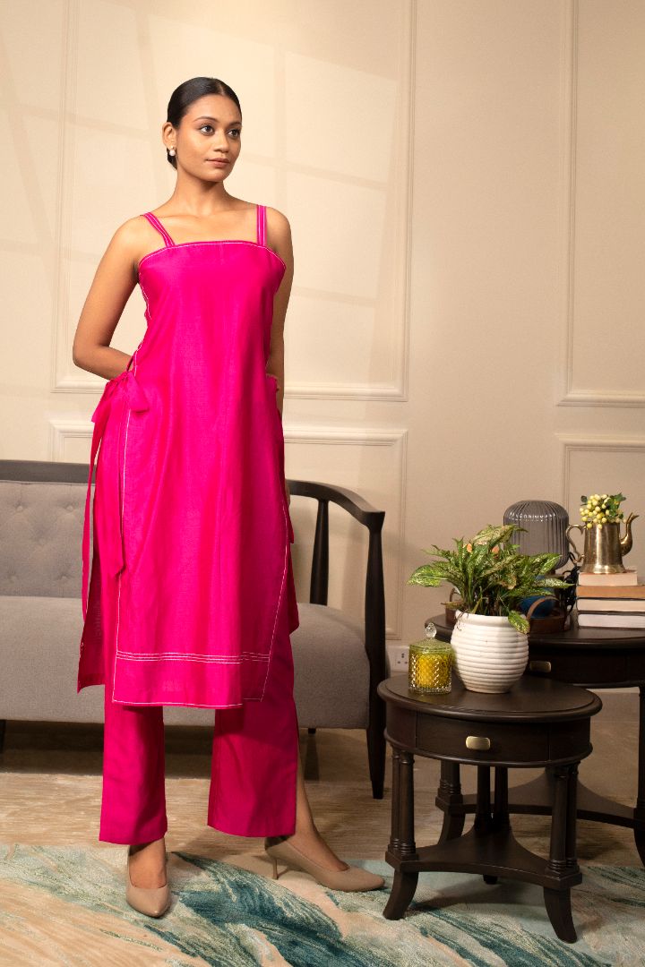 Grace Strappy Kurta Set Pink